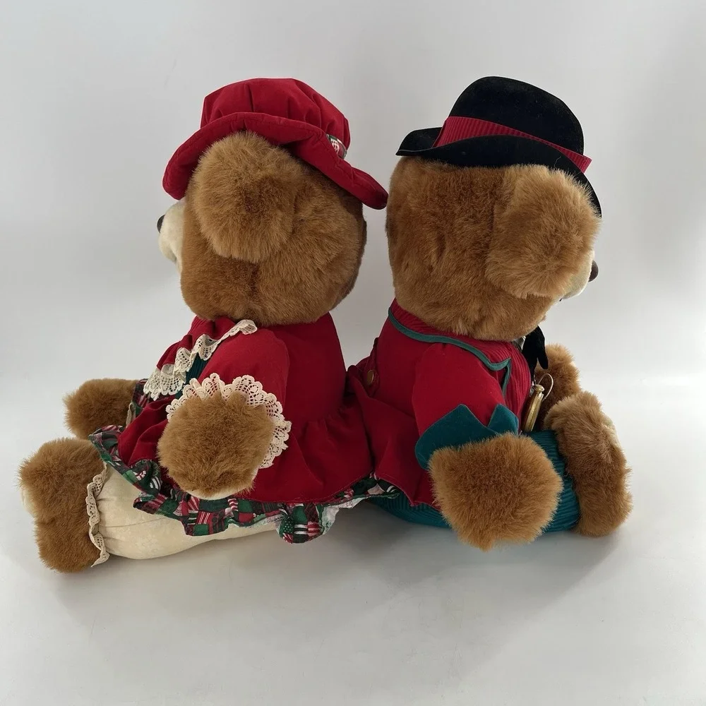 2 Kmart Christmas Teddy Bear Lane‎ Plush Stuffed Animal Girl Boy Vintage 1994